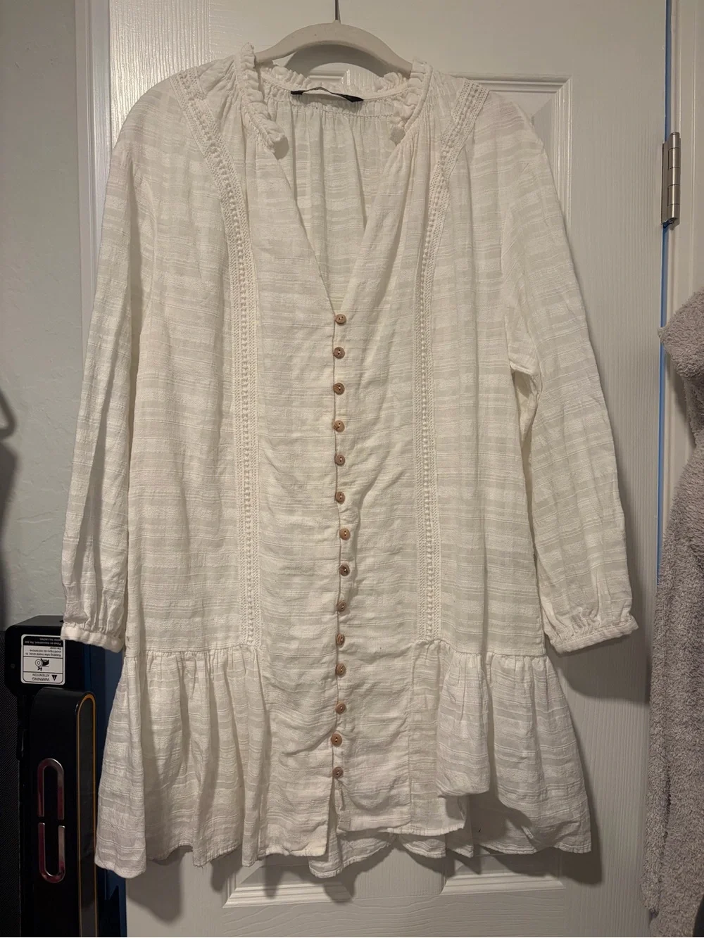Zara Lightweight White Gauze Tunic Dress, Swim Coverup, Size XS - Picture 2 of 3